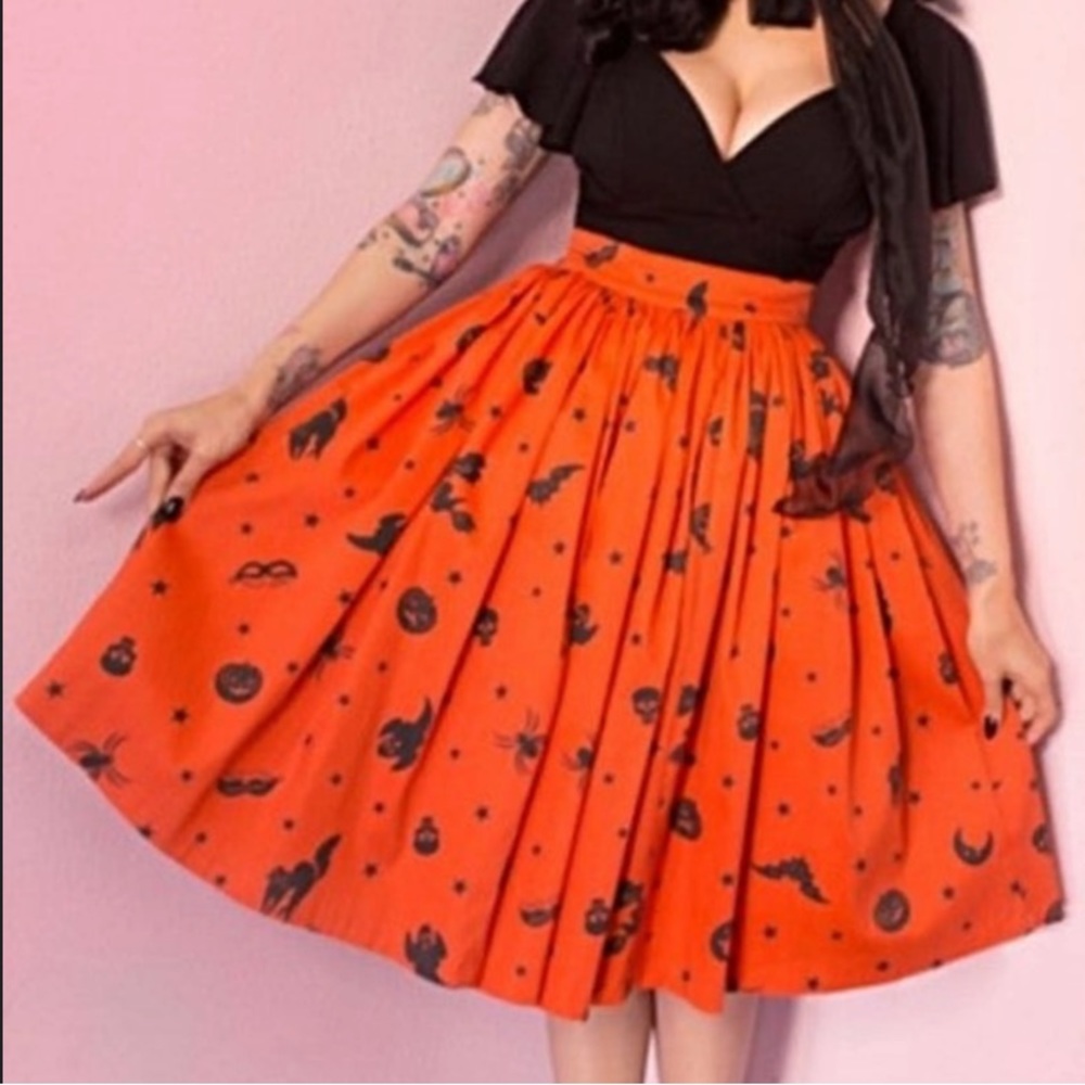 NWOT micheline pitt Ben cooper orange Halloween print skirt